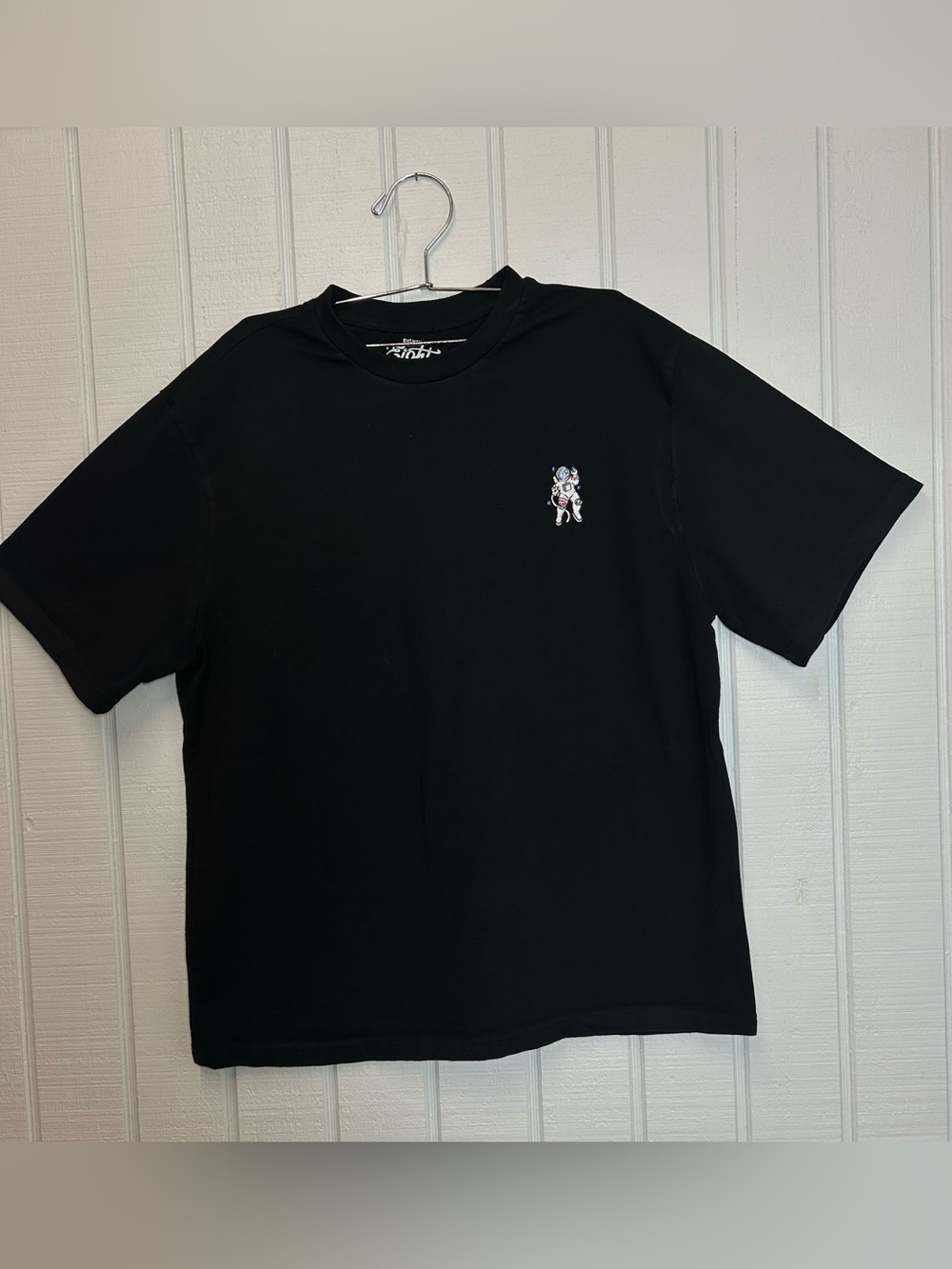 Eighty Eight Black Crewneck Tee with Embroidered Astronaut Logo Print